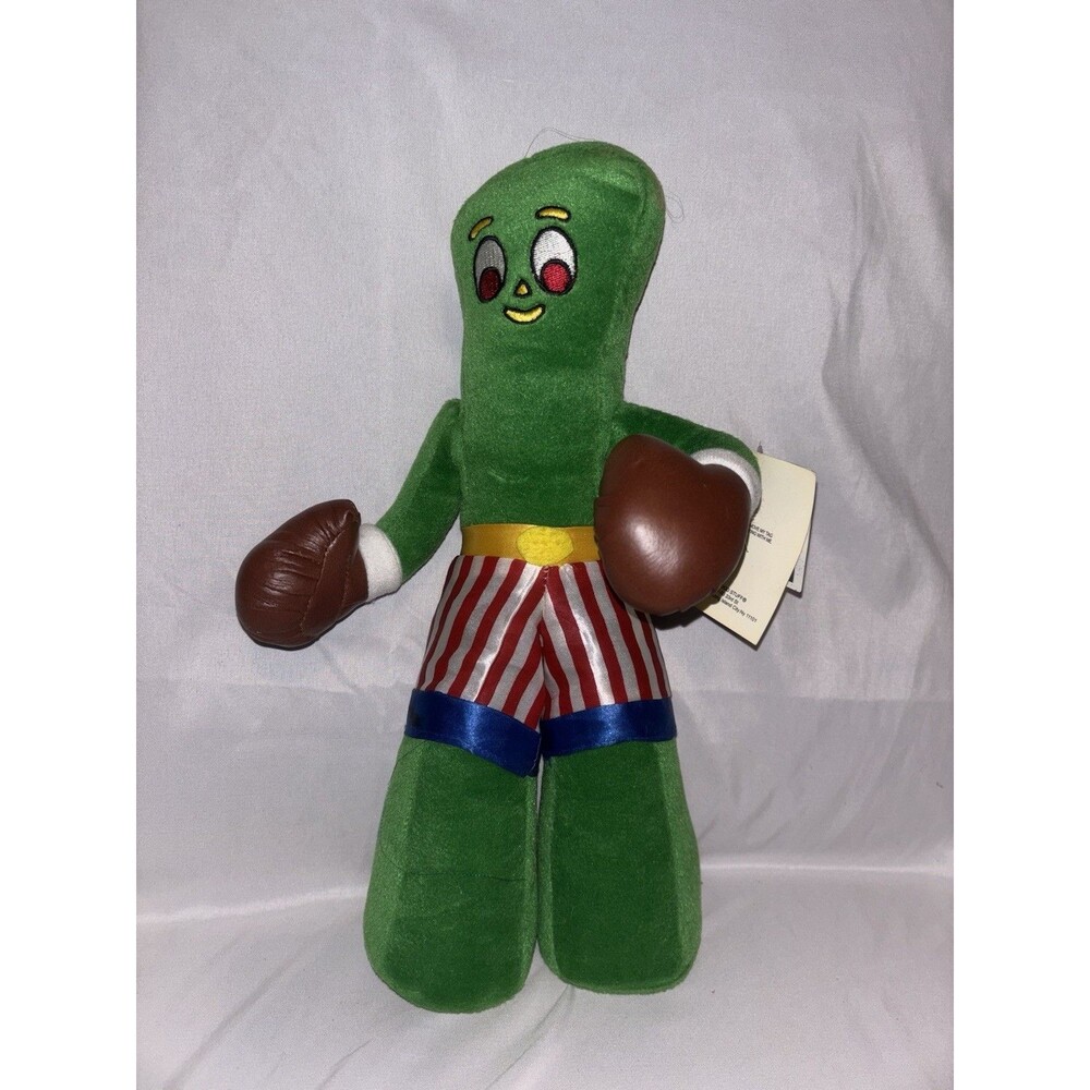 GUMBY Plush Boxer Rocky 14" Vintage Cartoon Green Toy Collectible Boxing NWT